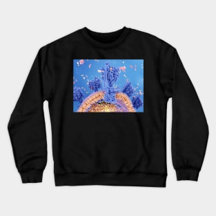 ATP synthase creating ATP, 3D Medical Biology illustration, Mitochondrion Crewneck Sweatshirt